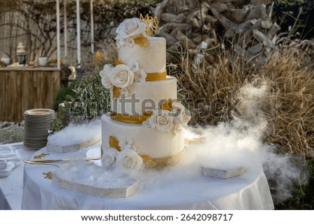 Wedding Cake Display with Smoke Effect
