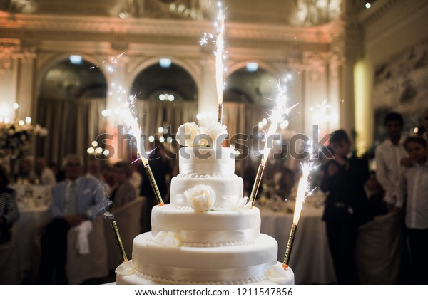 Wedding Cake Fireworks Beautiful Castle Stock Photo Edit Now