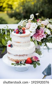 Wedding Cake With Fruit And Flowers