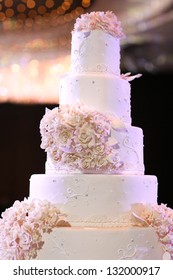 Wedding Cake With Luxury Decorated In Wedding Party