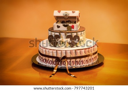 Wedding Cake Made Money Treasure Chest Stock Photo Edit Now - wedding cake made of money treasure chest