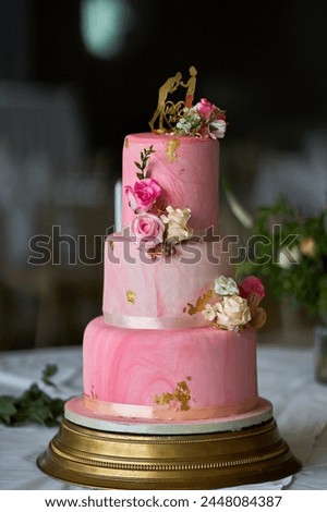 wedding cake on the table dark background