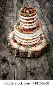 Wedding Cake In Rustic Style