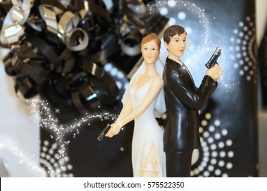 Wedding Cake Topper With Guns