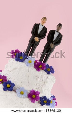 wedding cake with two grooms