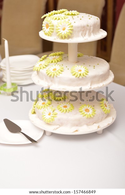 Wedding Cake White Frosting Flowers Cream Stock Photo Edit Now