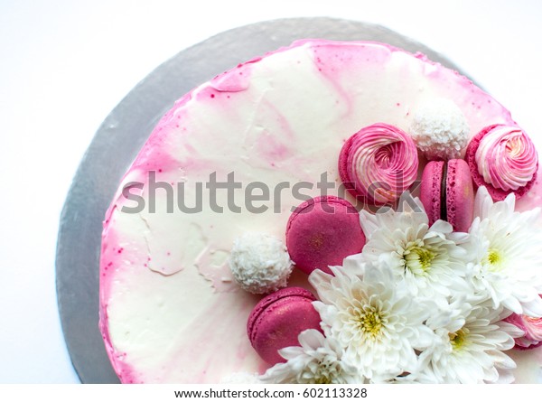 Wedding Cake White Spring Flowers Macaroon Royalty Free Stock Image