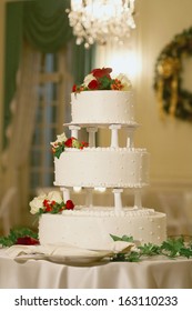 Wedding Cake With Winter Theme Holiday Decorations 