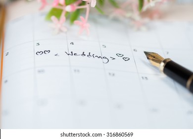 Wedding Calendar On Table