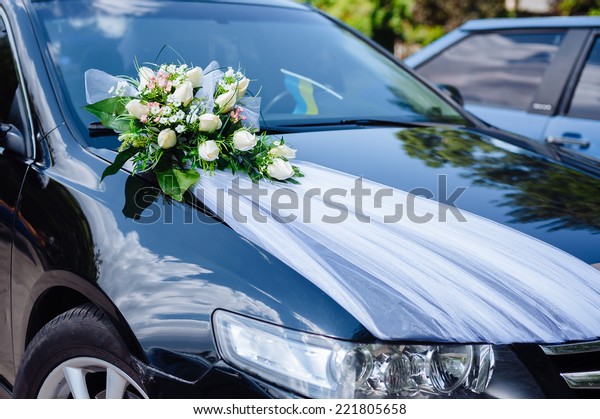 Wedding Car Decor Flowers Bouquet Car Stockfoto Jetzt