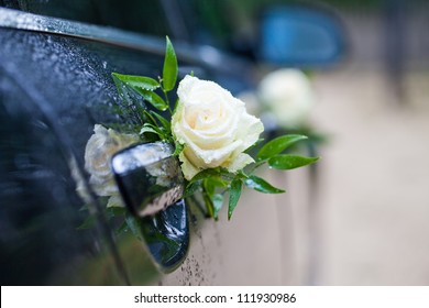 Wedding Car Decorated With Flowers