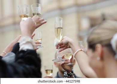 Wedding Celebration With Champagne Glasses