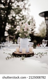 Wedding Centerpiece Of Flowers In Jar 
