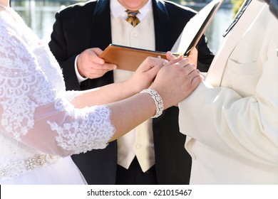 Wedding Ceremony, Bride, Groom, Officiant, Outdoors