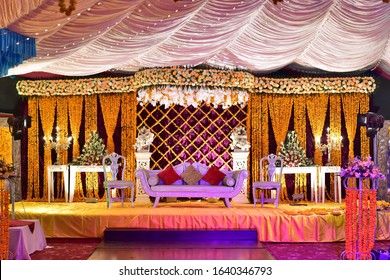 Wedding Ceremony Stage Decoration Background Sofa Stock Photo ...