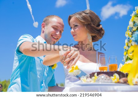 Wedding Ceremony at the Tropical Coast Line.Asia.