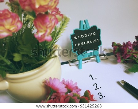 wedding checklist concept image view flowers stock photo edit now