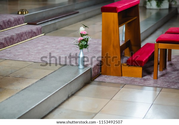 Wedding Church Ceremony Decoration Flowers Nature Stock Image