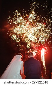 Wedding Couple And Fireworks