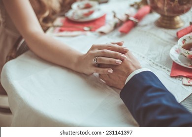 Wedding Couple Holding Hands