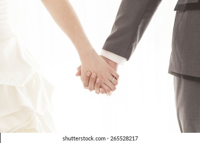 Wedding Couple Holding Hands 