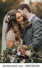 Wedding Couple In Love Autumn Day Outside In  November 2018 UK