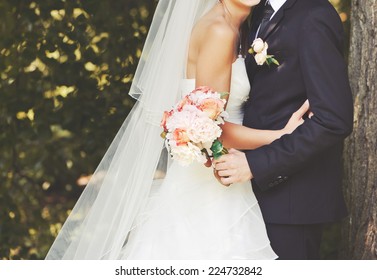 Wedding Couple Spending Happy  Day Together. 