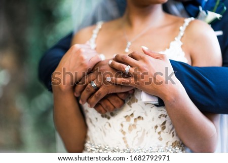 Wedding Day Couple Holding Hands