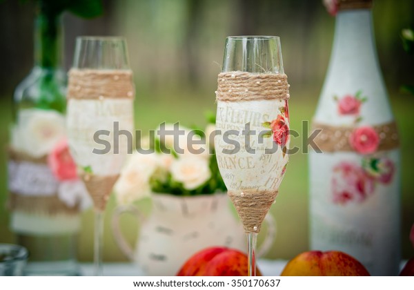 Wedding Decor Wedding Glasses Style Shabby Stock Photo Edit Now