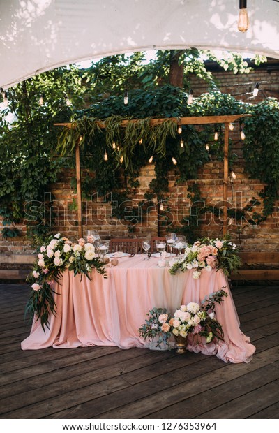 Wedding Decor On Outdoor Wedding Pink Stock Photo Edit Now