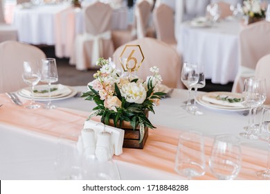 Wedding decor on tables, restaurant
