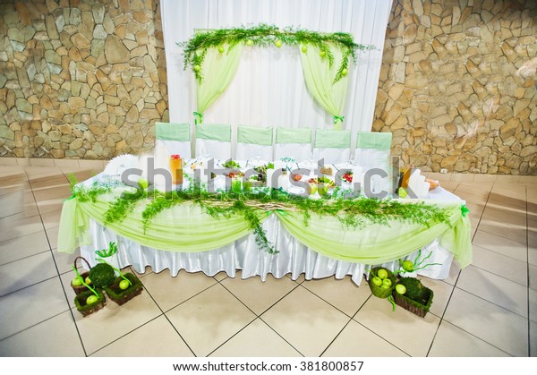 Wedding Decor Table Green Apple Style Stock Photo Edit Now 381800857