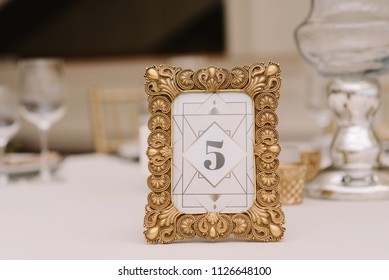 Wedding Decor With Table Number In Golden Frame