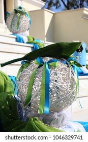 A Wedding Decoration Ball On The Church Steps