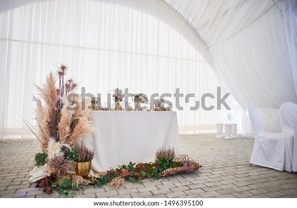 Wedding Decoration Boho Stylelight Colors Tentwedding Stock Photo