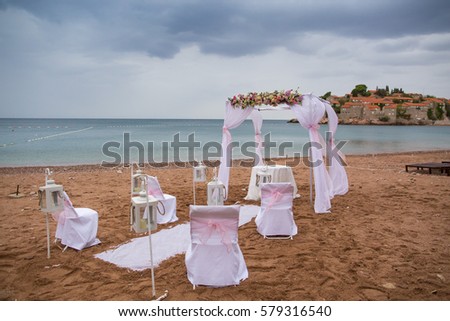 Wedding Decoration On Beach Near St Stefan Stock Photo Edit Now