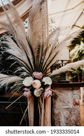 Wedding Decoration With Pampas Grass And Roses