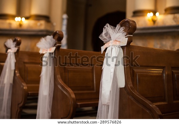 Wedding Decoration Ribbons Flower Church Ceremony Royalty Free