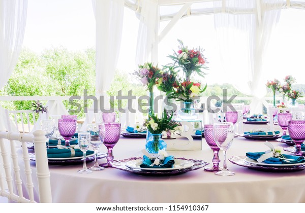 Wedding Decoration Wedding Table Decor Lavender Stock Photo Edit