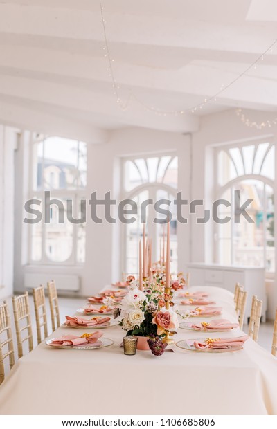 Wedding Decoration Table Hall Floral Arrangement Stock Photo Edit Now 1406685806