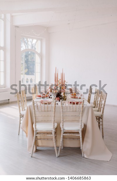 Wedding Decoration Table Hall Floral Arrangement Stock Photo Edit Now 1406685863