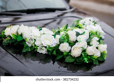 Wedding Decorations For Car Flowers, White Roses