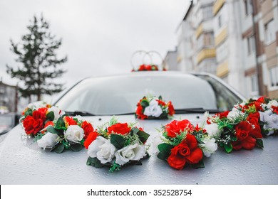 Wedding Decorations For Car Rings And Flowers