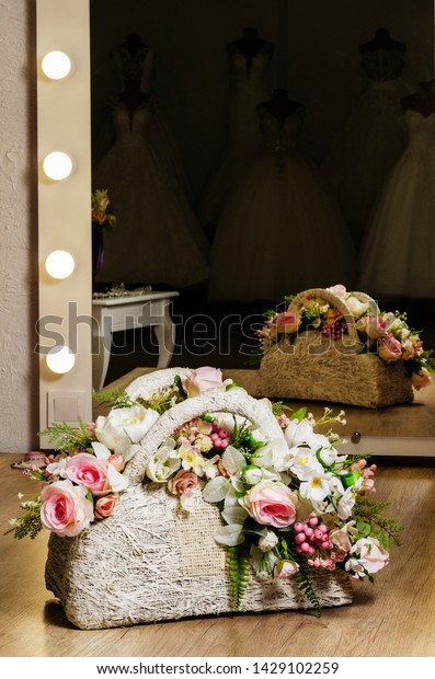 Wedding
decorations, decorative bag with
flowers