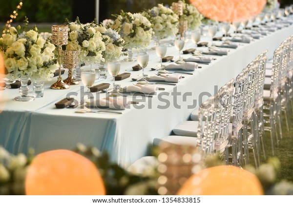 Wedding Dinner Reception Setup Flowers Stock Photo Edit Now