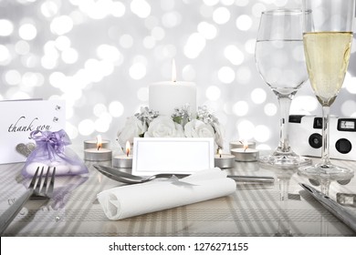 Wedding Dinner Table Setting With A Blank  Name Card