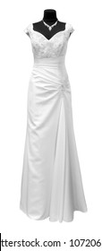 Wedding Dress On A Mannequin On A White Background