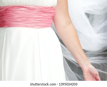 Wedding Dress Pink Sash Detail