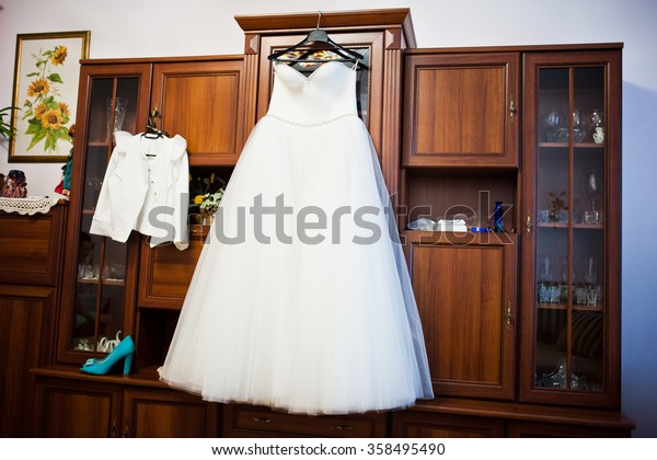 Wedding Dress Turquoise Shoes Bride Stock Photo Edit Now 358495490