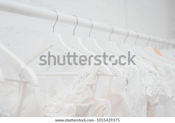 Wedding Dresses Bride On Hangers Against Stock Photo Edit Now